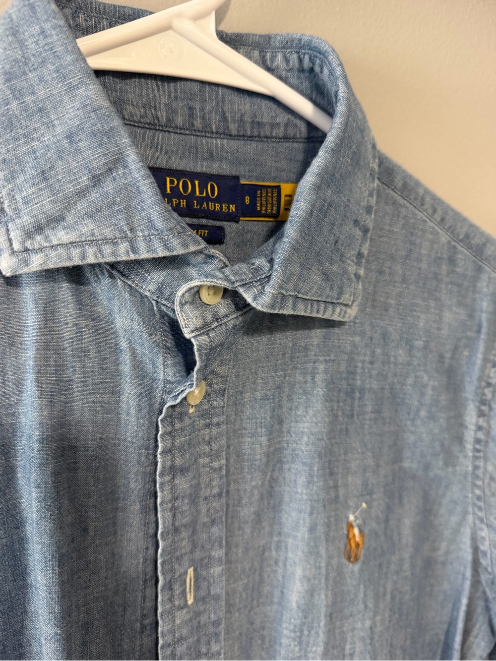 Polo by Ralph Lauren Light Blue Denim Button-Up Shirt with Embroidered Pony - Picture 2 of 4
